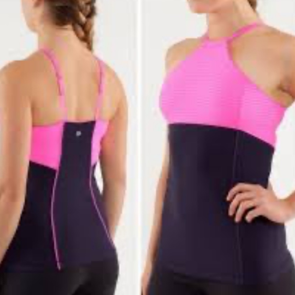 lululemon athletica Pink and Black Halter Workout Tank